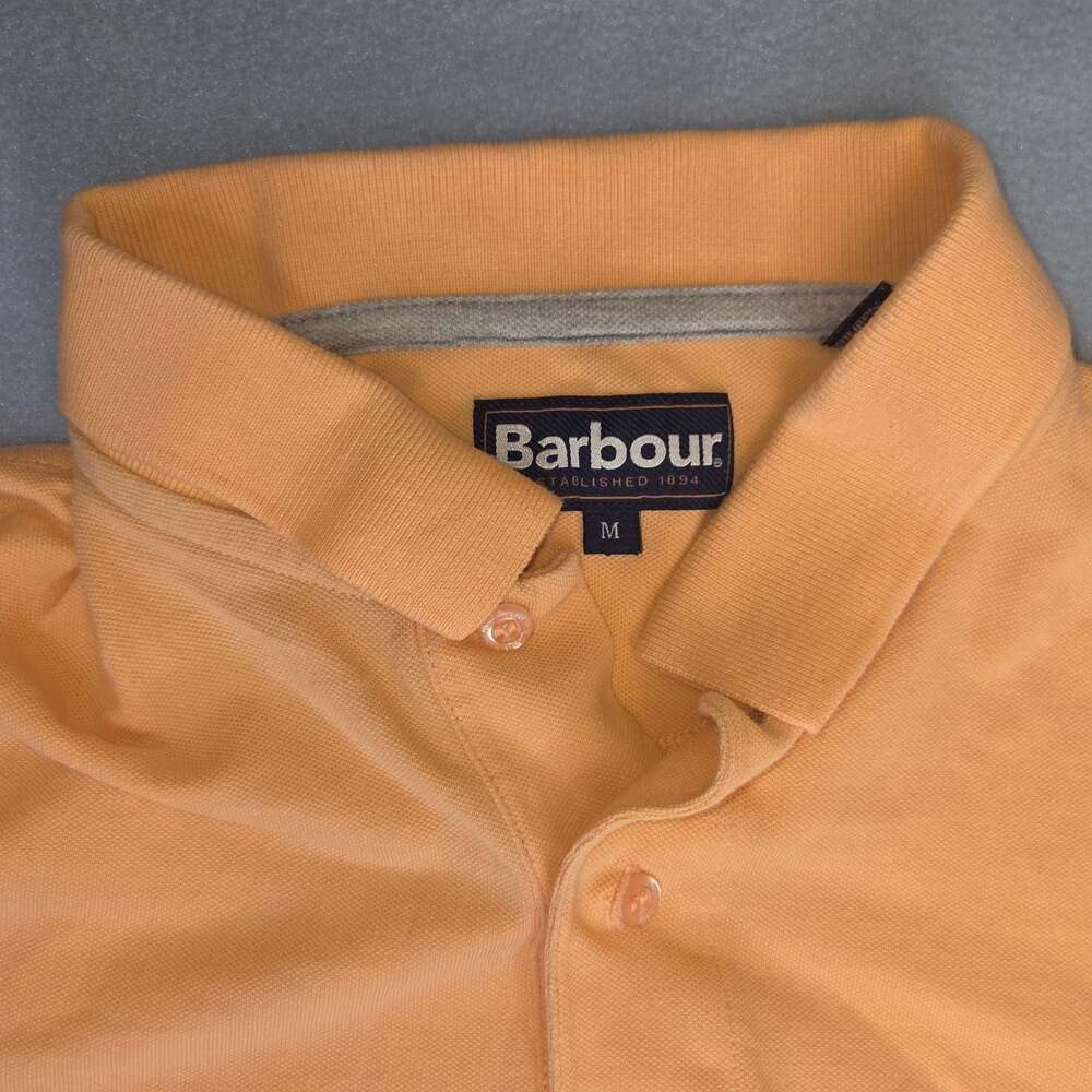 Barbour Mens Medium (M) Orange Short Sleeve Cotton Pique Polo Shirt W/ Logo GUC